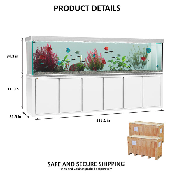 Aqua Dream 500 Gallon Tempered Glass Aquarium White Silver