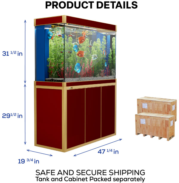 Aqua Dream 135 Gallon Tempered Glass Aquarium Red and Gold