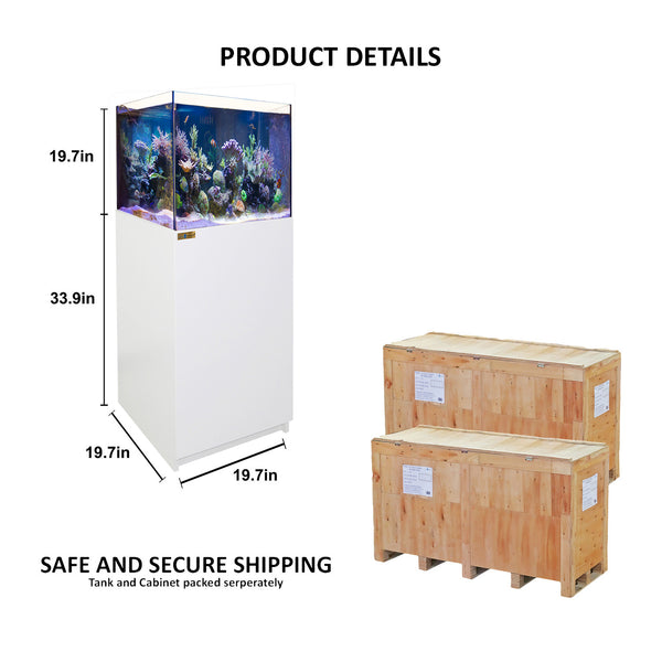 50 Gallon Coral Reef Aquarium Ultra Clear Glass Tank & Built in Sump All White