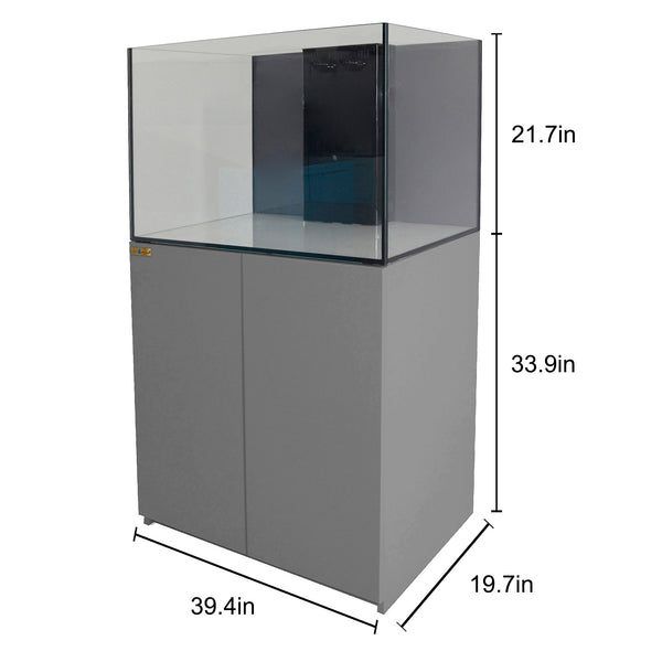115 Gallon Coral Reef Aquarium Ultra Clear Glass Tank & Built in Sump Silver