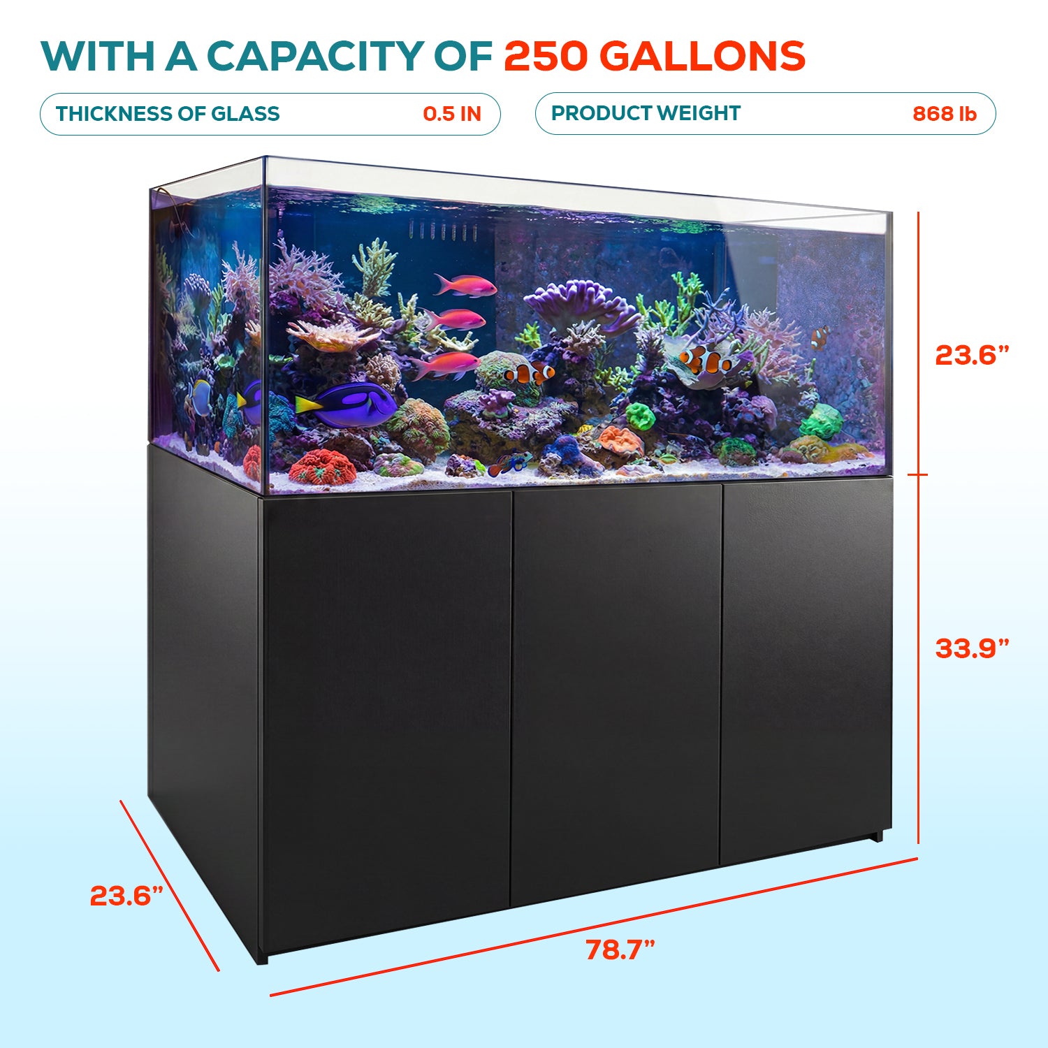 250 gallon aquarium with stand and sump