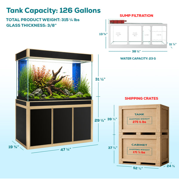 Aqua Dream 135 Gallon Tempered Glass Aquarium Black With Gold