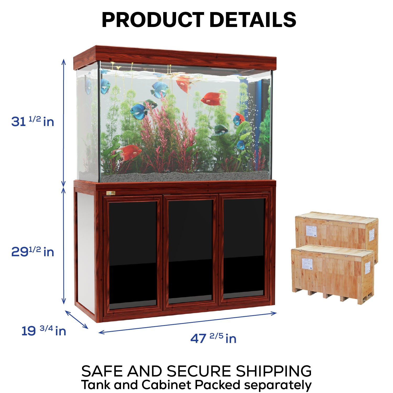 Aqua Dream 200 Gallon Tempered Glass Aquarium Redwood