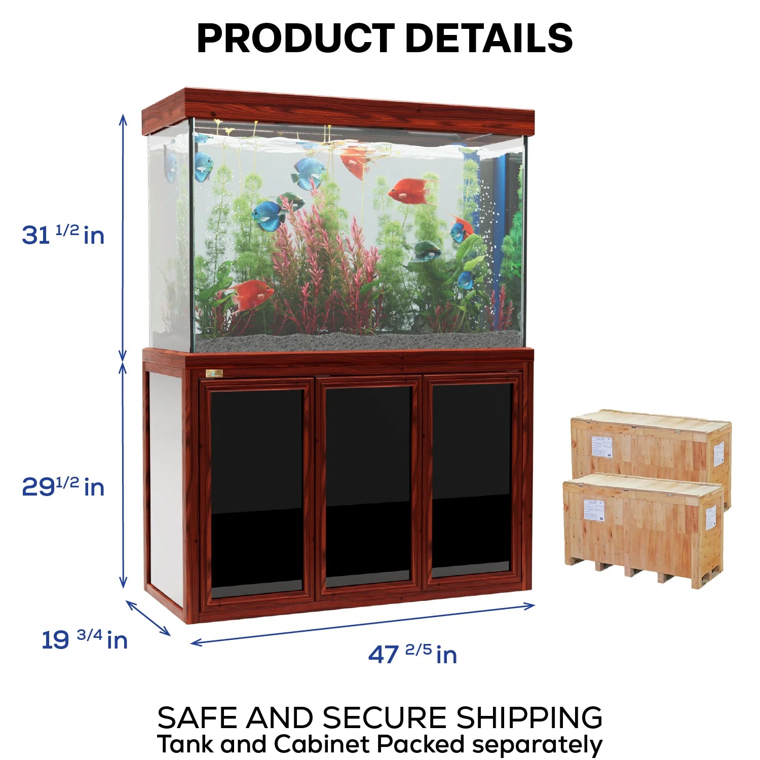 Acuario de vidrio templado Aqua Dream de 200 galones Redwood