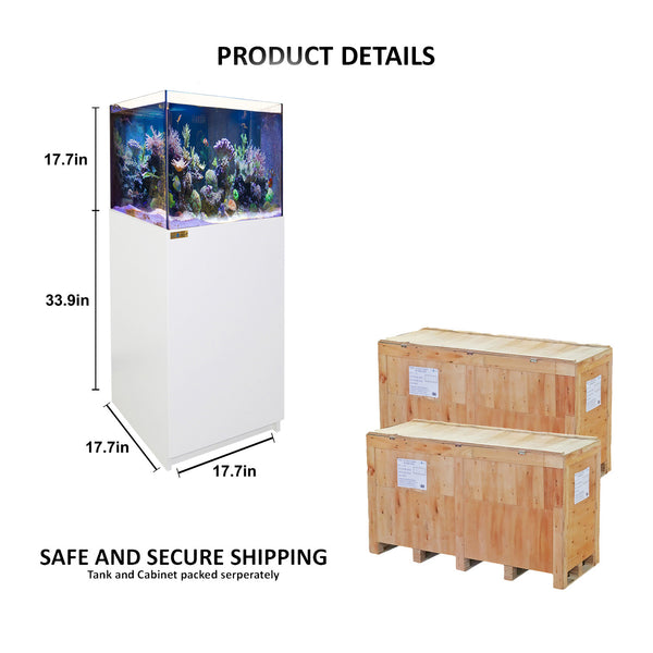 37 Gallon Coral Reef Aquarium Ultra Clear Glass Tank & Built in Sump All White