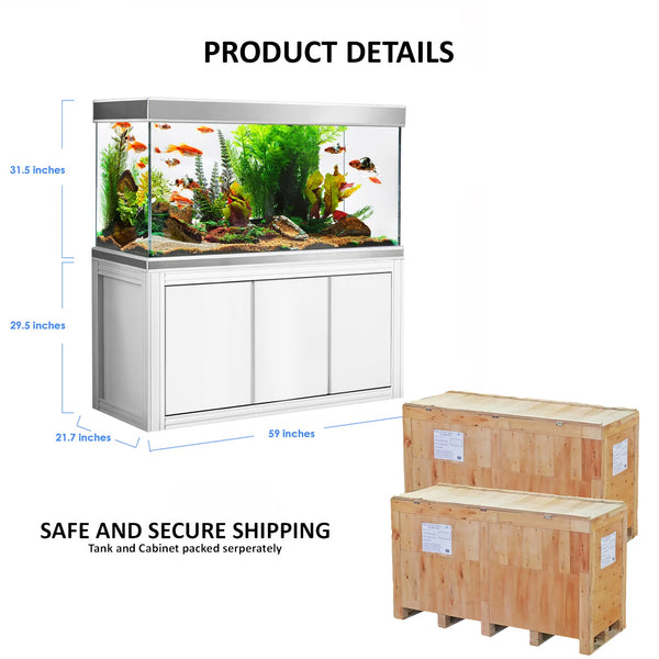 Aqua Dream 175 Gallon Aquarium White and Silver with Premium Filtration System