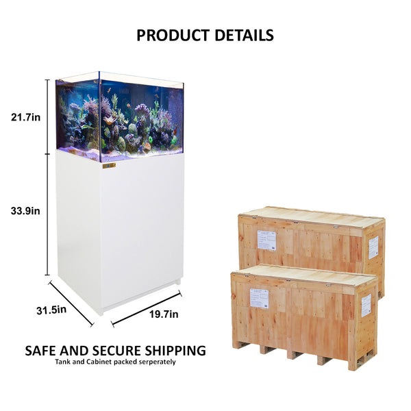 90 Gallon Coral Reef Aquarium Ultra Clear Glass Tank & Built in Sump All White