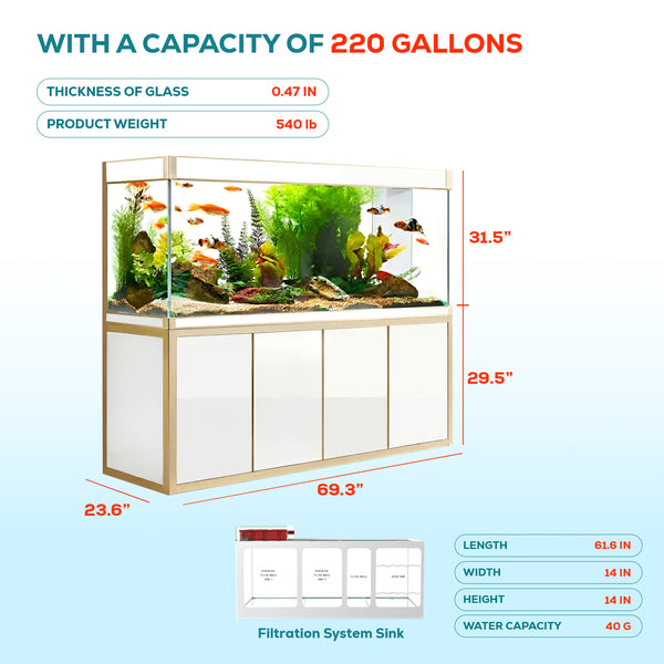 220 gallon aquarium with stand sump and LED