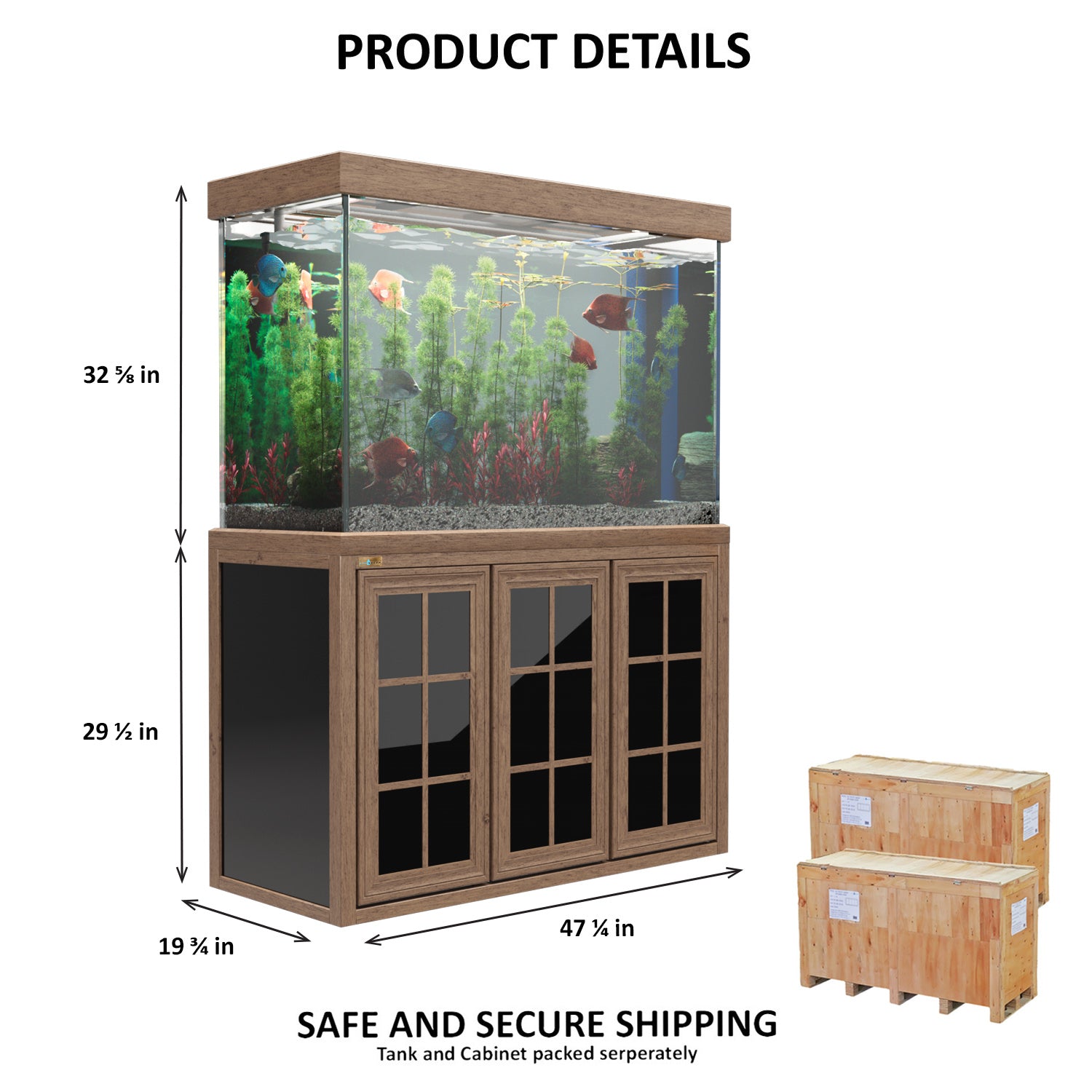 Aqua Dream 145 Gallon Tempered Glass Aquarium Darkwood