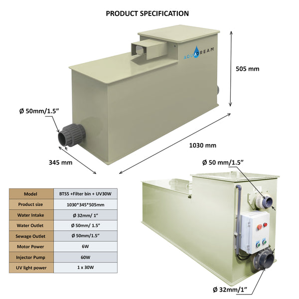 Macro Drum Pond Filter with Filter Media, Integrated Filtration Equipment, 5 Tons 1300 GPH Efficient Filter Media