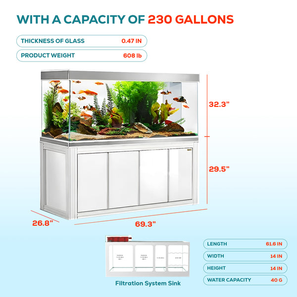 230 gallon aquarium with stand sump and LED