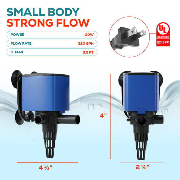 Aqua Dream Aquarium Undergravel Filter Water Pump Oxygen 320 GPH