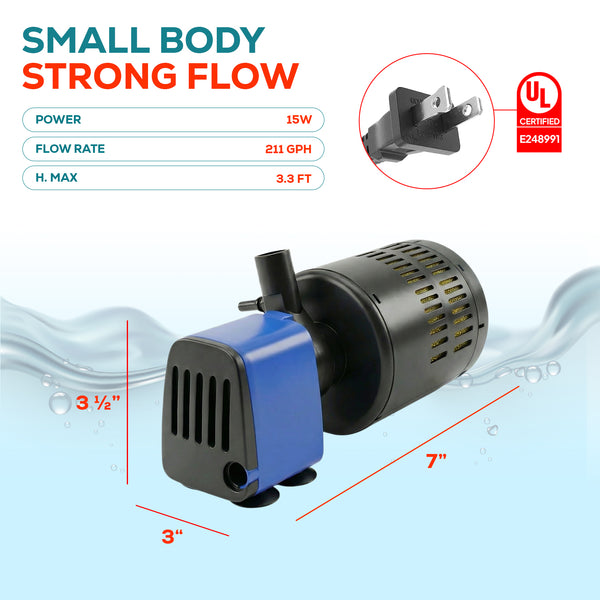 Aqua Dream 3in1 Aquarium Internal Filter Water Pump Oxygen 210 GPH
