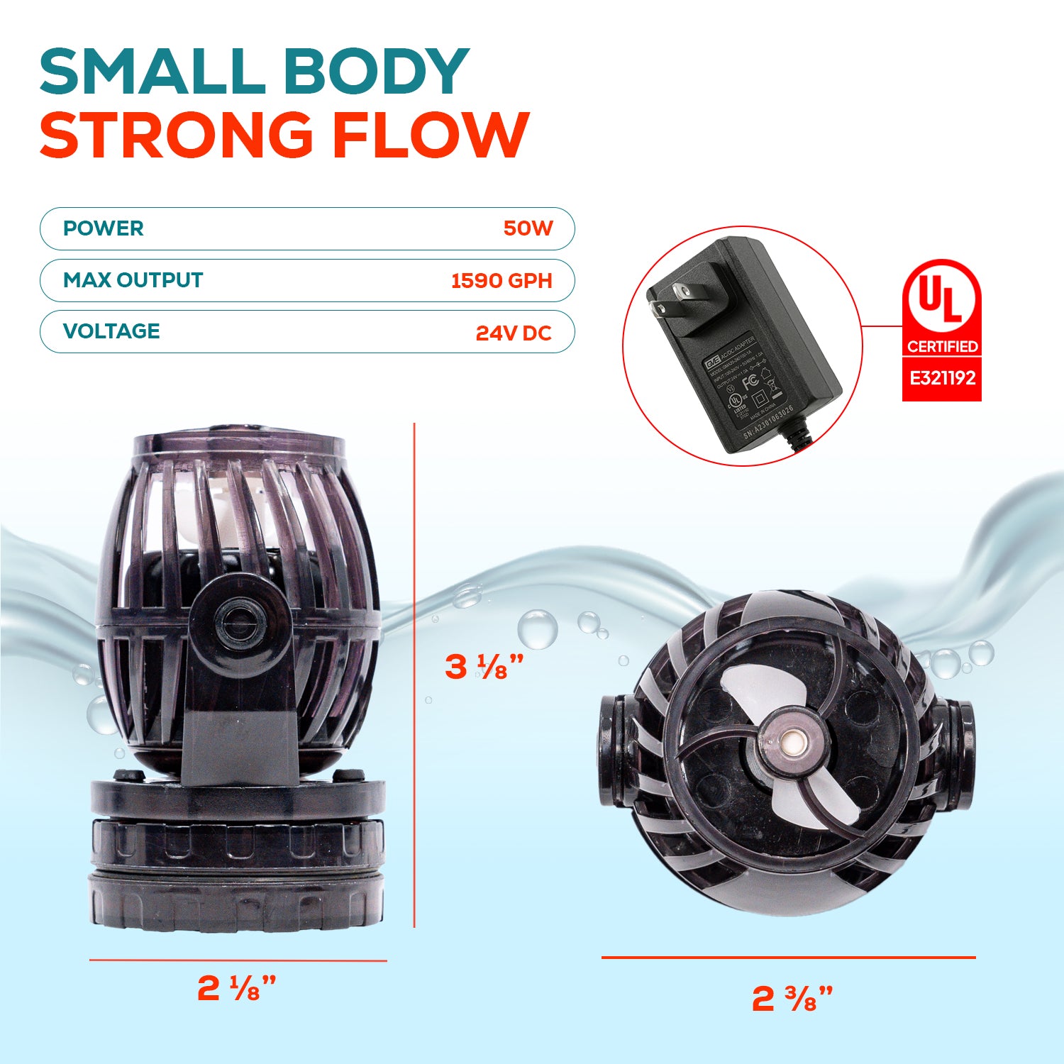 Aqua Dream 24v DC Sine Wave Maker Pump 1600 GPH - Aquarium, Coral Reef, Ponds