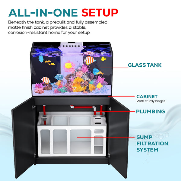 Aqua Dream black coral reef aquarium all-in-one setup with built-in sump