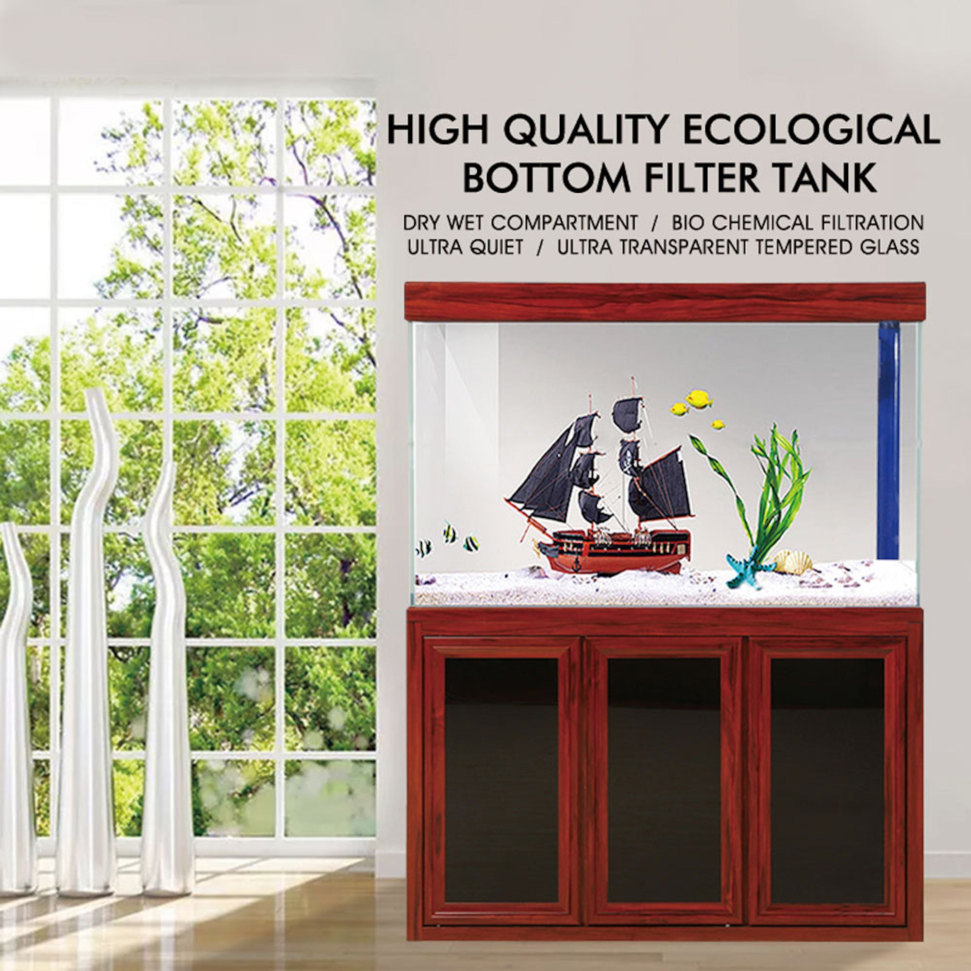Aqua Dream 200 Gallon Tempered Glass Aquarium Redwood