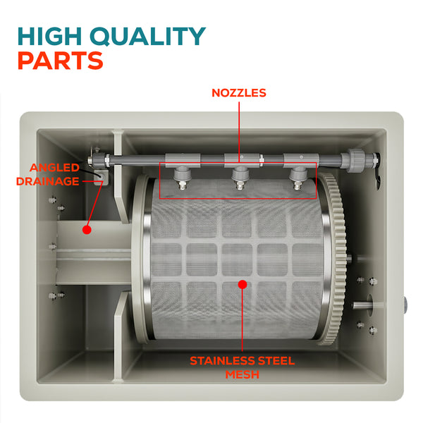 rotary drum pond filter 10 ton