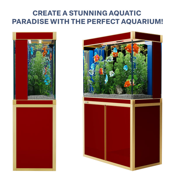 Aqua Dream 100 Gallon Tempered Glass Aquarium Red and Gold