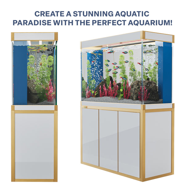 Aqua Dream 175 Gallon Tempered Glass Aquarium White and Gold