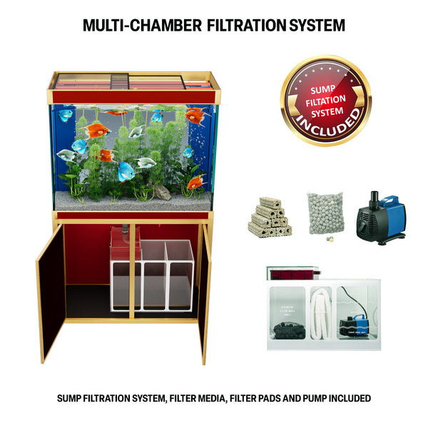 Aqua Dream 100 Gallon Tempered Glass Aquarium Red and Gold