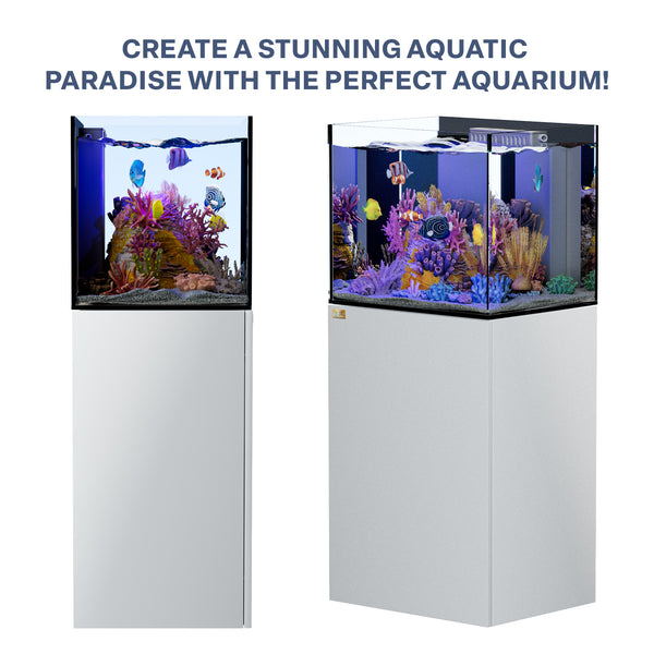 37 Gallon Coral Reef Aquarium Ultra Clear Glass Tank & Built in Sump All White
