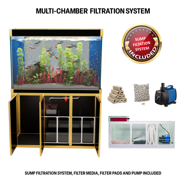 Aqua Dream 175 Gallon Tempered Glass Aquarium Black and Gold