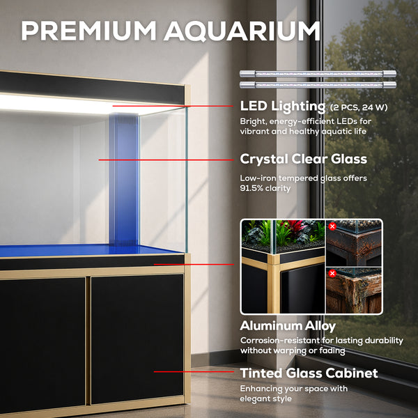 Aqua Dream 175 Gallon Tempered Glass Aquarium Black and Gold