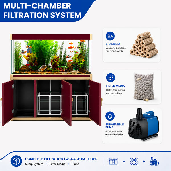 Aqua Dream 175 Gallon Tempered Glass Aquarium Red and Gold
