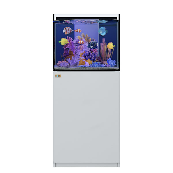 37 Gallon Coral Reef Aquarium Ultra Clear Glass Tank & Built in Sump All White