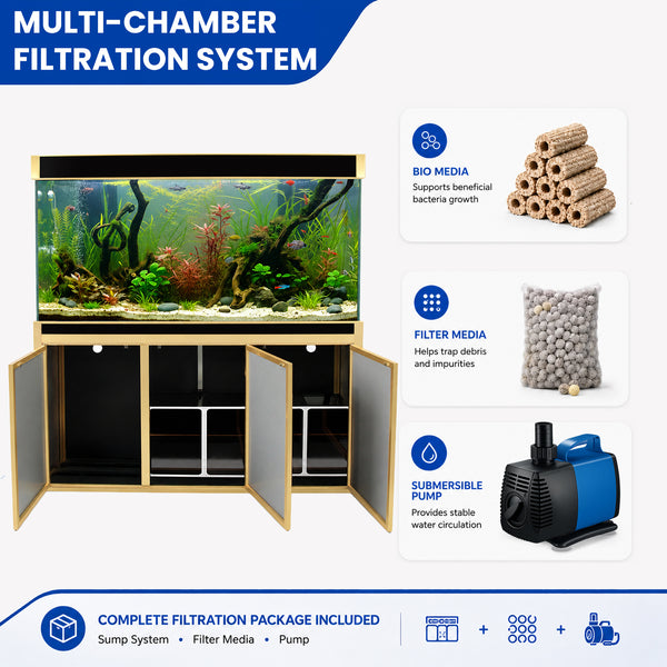 Aqua Dream 175 Gallon Tempered Glass Aquarium Black and Gold
