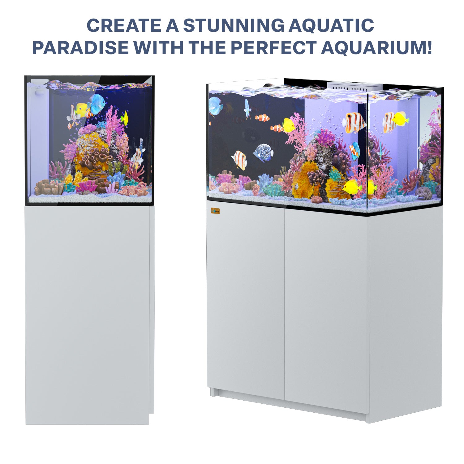 100 Gallon Coral Reef Aquarium Ultra Clear Glass Tank & Built in Sump White