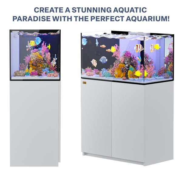 100 Gallon Coral Reef Aquarium Ultra Clear Glass Tank & Built in Sump White
