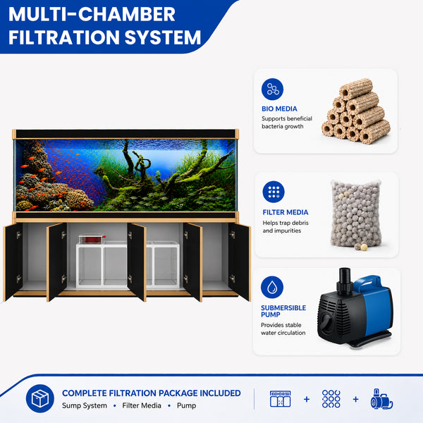 Aqua Dream 400 Gallon Tempered Glass Aquarium Black and Gold  - Updated