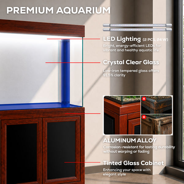 Aqua Dream 200 Gallon Tempered Glass Aquarium Redwood