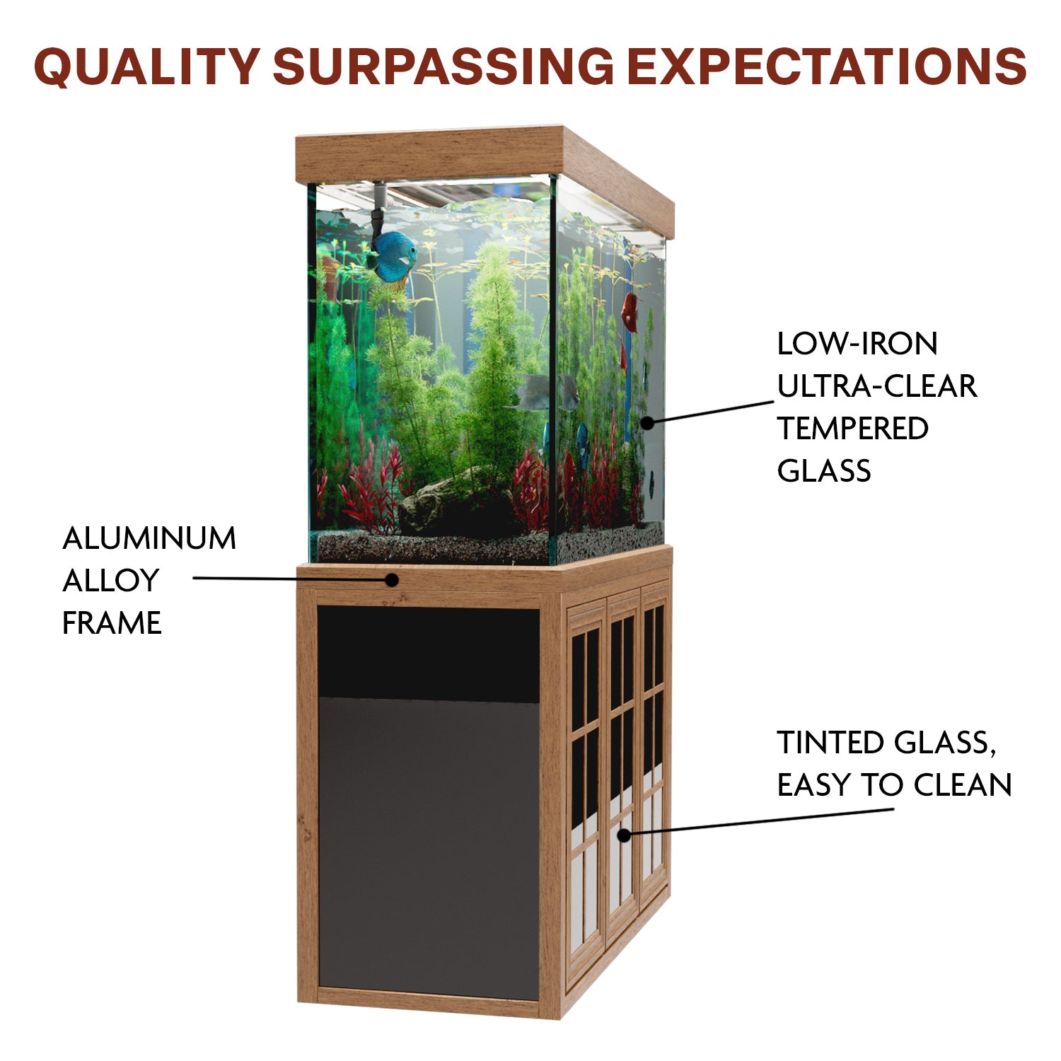 Aqua Dream 200 Gallon Tempered Glass Aquarium Darkwood