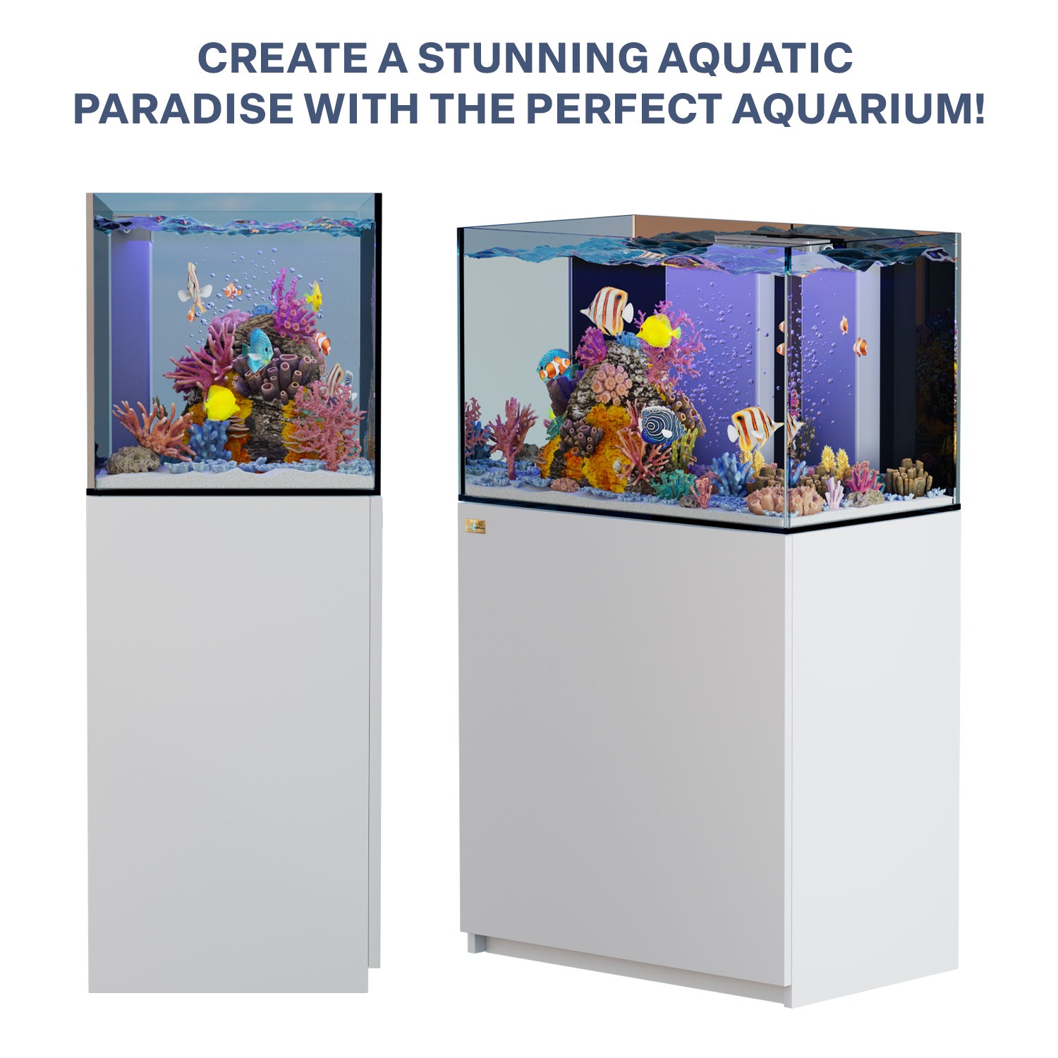 90 Gallon Coral Reef Aquarium Ultra Clear Glass Tank & Built in Sump All White