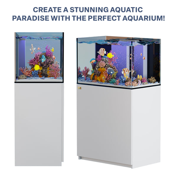 90 Gallon Coral Reef Aquarium Ultra Clear Glass Tank & Built in Sump All White