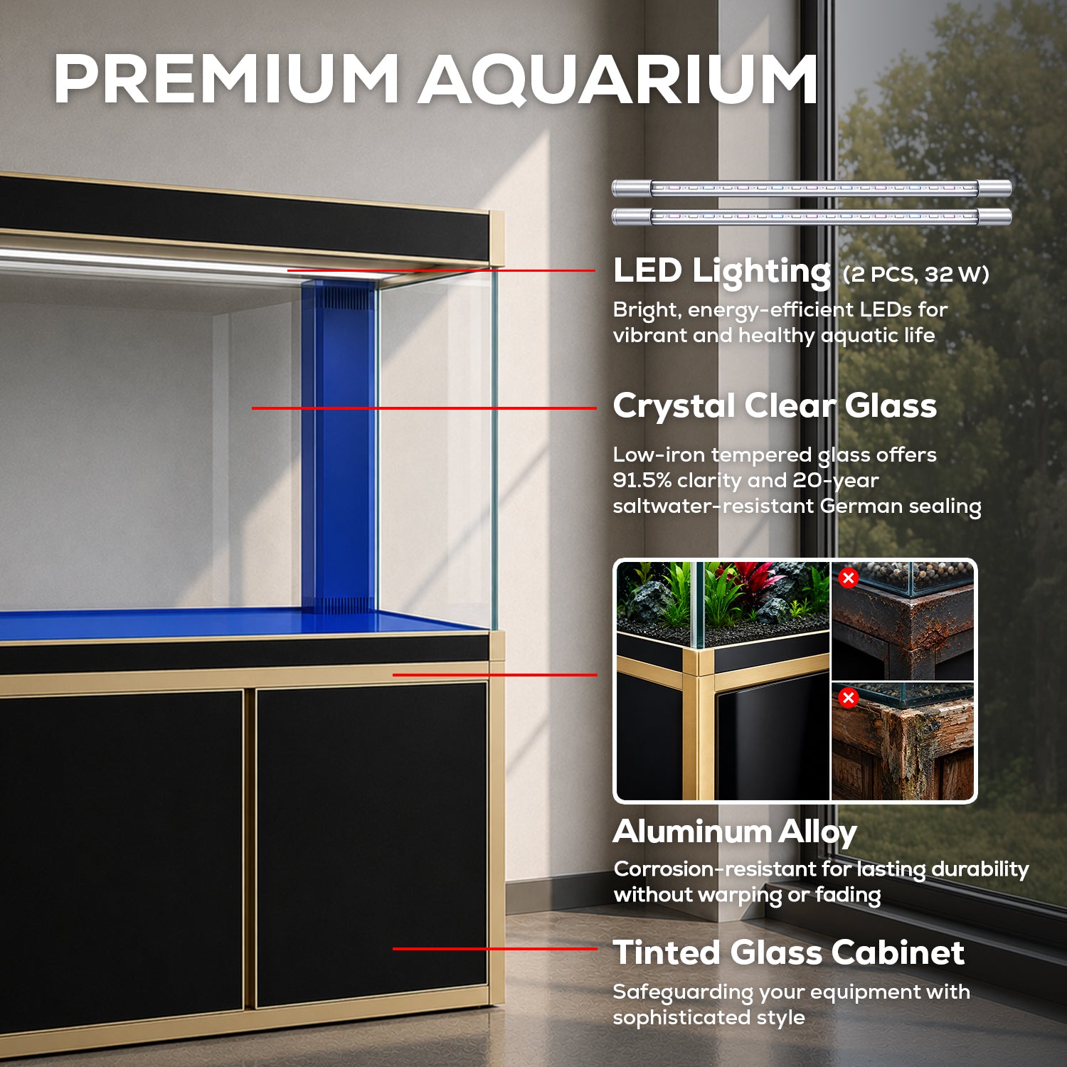 260 gallon luxury glass aquarium