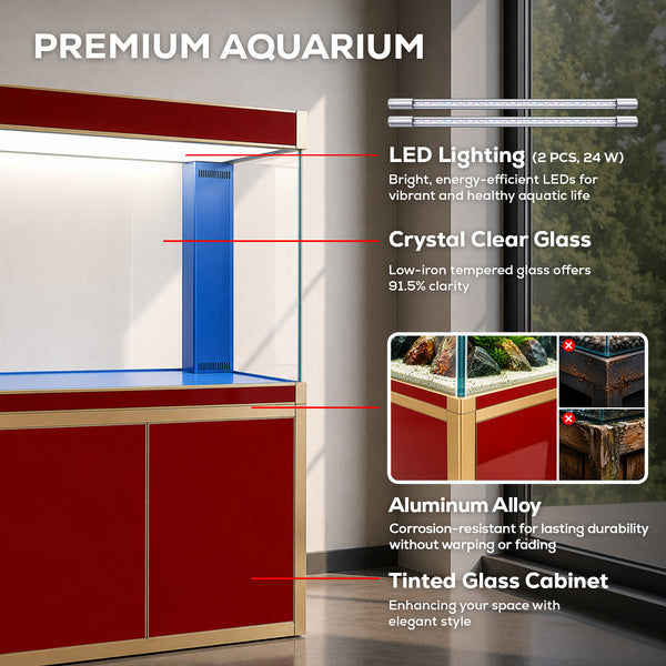 Aqua Dream 175 Gallon Tempered Glass Aquarium Red and Gold