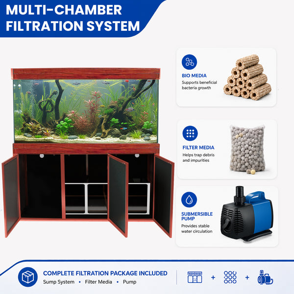 Aqua Dream 135 Gallon Tempered Glass Aquarium Redwood