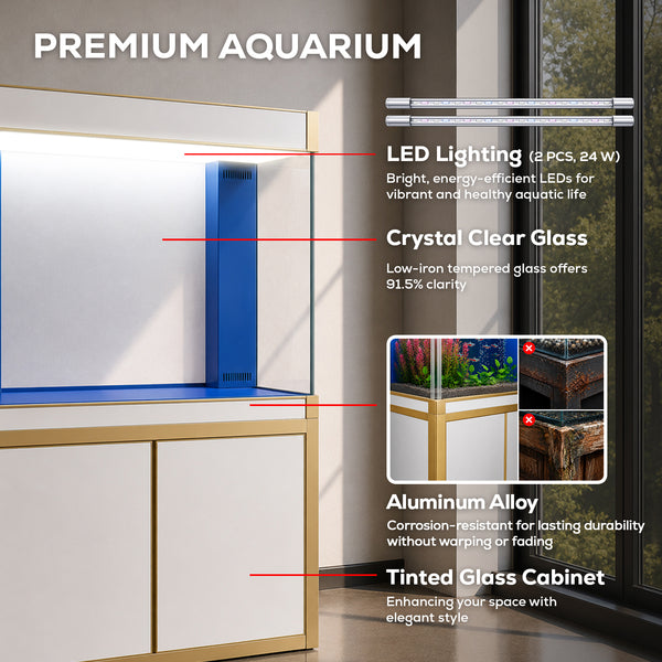 Aqua Dream 175 Gallon Tempered Glass Aquarium White and Gold