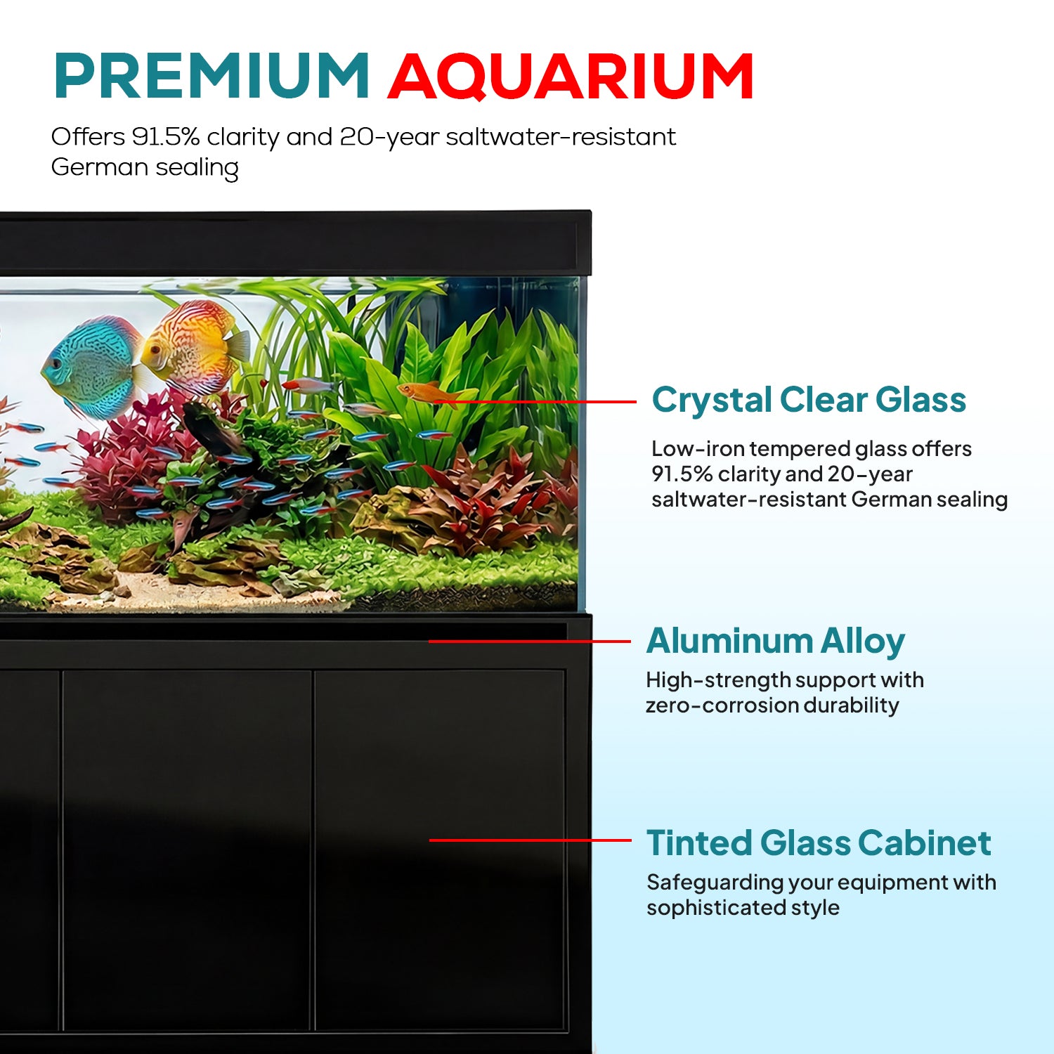 large aquarium all-in-one system with LED black