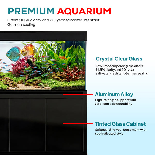 large aquarium all-in-one system with LED black