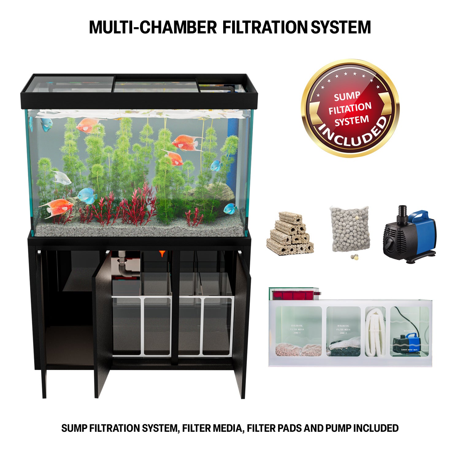 Aqua Dream 175 Gallon Tempered Glass Aquarium Black