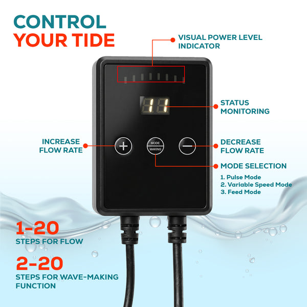 Bomba de agua marina Aqua Dream Eco Wave de 24 V CC para acuario, 320 GPH