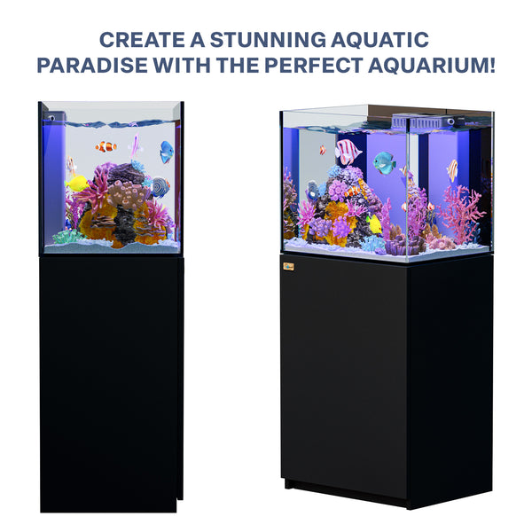 63 Gallon Coral Reef Aquarium Ultra Clear Glass Tank & Built in Sump All Black