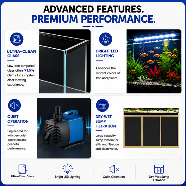Aqua Dream 135 Gallon Tempered Glass Aquarium Black With Gold