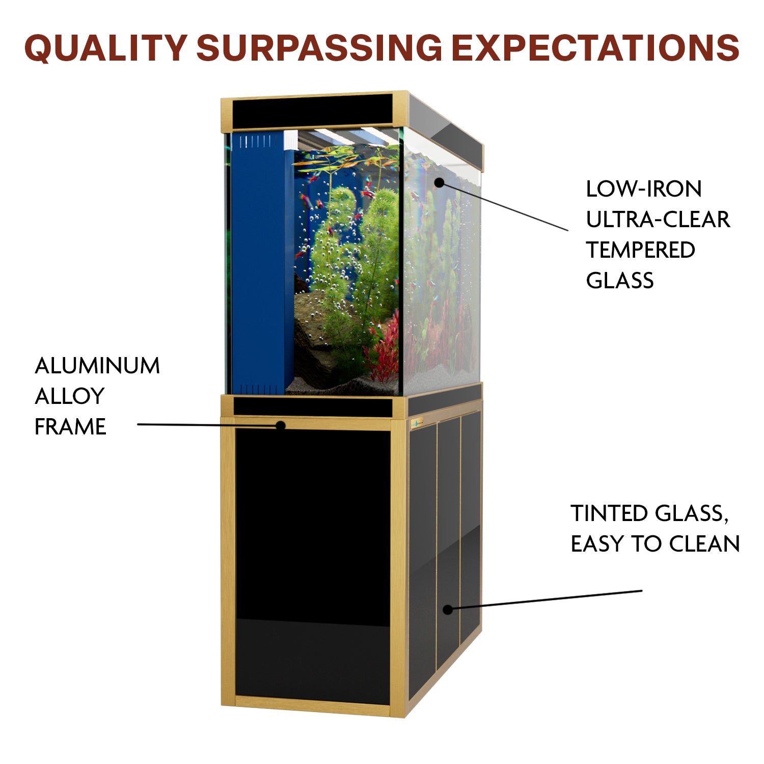 Aqua Dream 175 Gallon Tempered Glass Aquarium Black and Gold