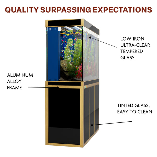 Aqua Dream 175 Gallon Tempered Glass Aquarium Black and Gold