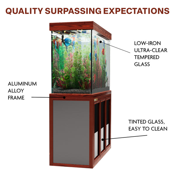 Aqua Dream 200 Gallon Tempered Glass Aquarium Redwood